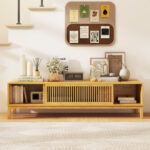 Mid-Century Bamboo TV Stand with Sliding Doors for 65-Inch TVs 8 Mid-Century Bamboo TV Stand with Sliding Doors for 65-Inch TVs