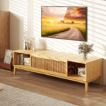 Mid-Century Bamboo TV Stand with Sliding Doors for 65-Inch TVs 9 Mid-Century Bamboo TV Stand with Sliding Doors for 65-Inch TVs