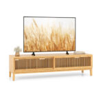Mid-Century Bamboo TV Stand with Sliding Doors for 65-Inch TVs 10 Mid-Century Bamboo TV Stand with Sliding Doors for 65-Inch TVs