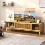 Mid-Century Bamboo TV Stand with Sliding Doors for 65-Inch TVs 13 Mid-Century Bamboo TV Stand with Sliding Doors for 65-Inch TVs
