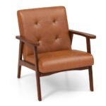 Mid Century Modern Leather Accent Chair with Wooden Frame 10 Mid Century Modern Leather Accent Chair with Wooden Frame