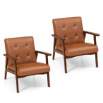 Mid Century Modern Leather Accent Chair with Wooden Frame 11 Mid Century Modern Leather Accent Chair with Wooden Frame