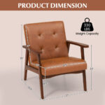 Mid Century Modern Leather Accent Chair with Wooden Frame 12 Mid Century Modern Leather Accent Chair with Wooden Frame