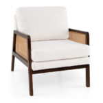 Mid Century Modern Rattan Accent Chair with Sherpa Cushion