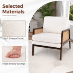 Mid Century Modern Rattan Accent Chair with Sherpa Cushion
