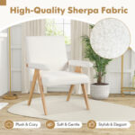 Mid Century Modern Rubber Wood Sherpa Accent Chair White 12 Mid Century Modern Rubber Wood Sherpa Accent Chair White