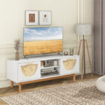 Mid Century Modern TV Stand with Bamboo Woven Drawer Fronts 8 Mid Century Modern TV Stand with Bamboo Woven Drawer Fronts