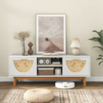 Mid Century Modern TV Stand with Bamboo Woven Drawer Fronts 13 Mid Century Modern TV Stand with Bamboo Woven Drawer Fronts