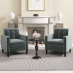 Mid Century Modern Tufted Velvet Accent Chair with Armrests 9 Mid Century Modern Tufted Velvet Accent Chair with Armrests