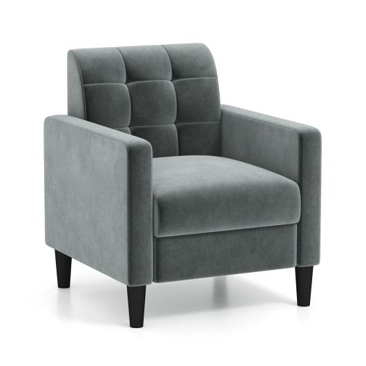 Mid Century Modern Tufted Velvet Accent Chair with Armrests 3 Mid Century Modern Tufted Velvet Accent Chair with Armrests - Image 3