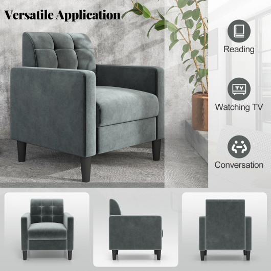 Mid Century Modern Tufted Velvet Accent Chair with Armrests 5 Mid Century Modern Tufted Velvet Accent Chair with Armrests - Image 5