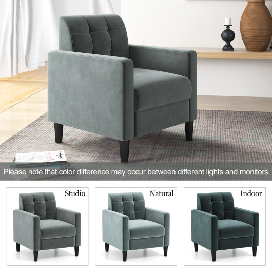 Mid Century Modern Tufted Velvet Accent Chair with Armrests 6 Mid Century Modern Tufted Velvet Accent Chair with Armrests - Image 6