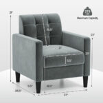 Mid Century Modern Tufted Velvet Accent Chair with Armrests 11 Mid Century Modern Tufted Velvet Accent Chair with Armrests