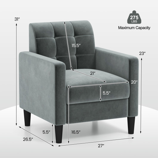 Mid Century Modern Tufted Velvet Accent Chair with Armrests 4 Mid Century Modern Tufted Velvet Accent Chair with Armrests - Image 4
