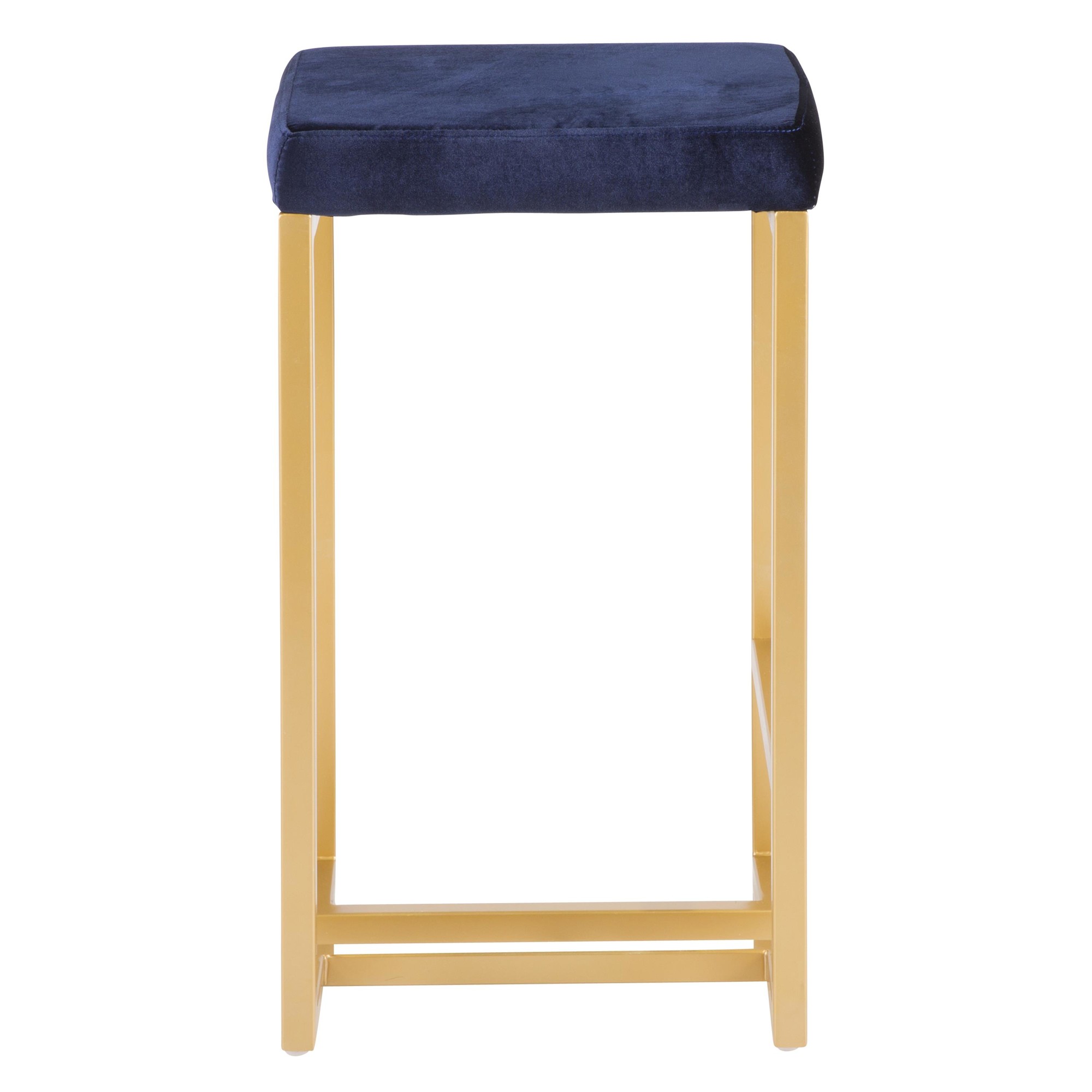 Midas 26-Inch Gold Contemporary Blue Velvet Counter Stools (Set of 2) 5 Midas 26-Inch Gold Contemporary Blue Velvet Counter Stools (Set of 2) - Image 5