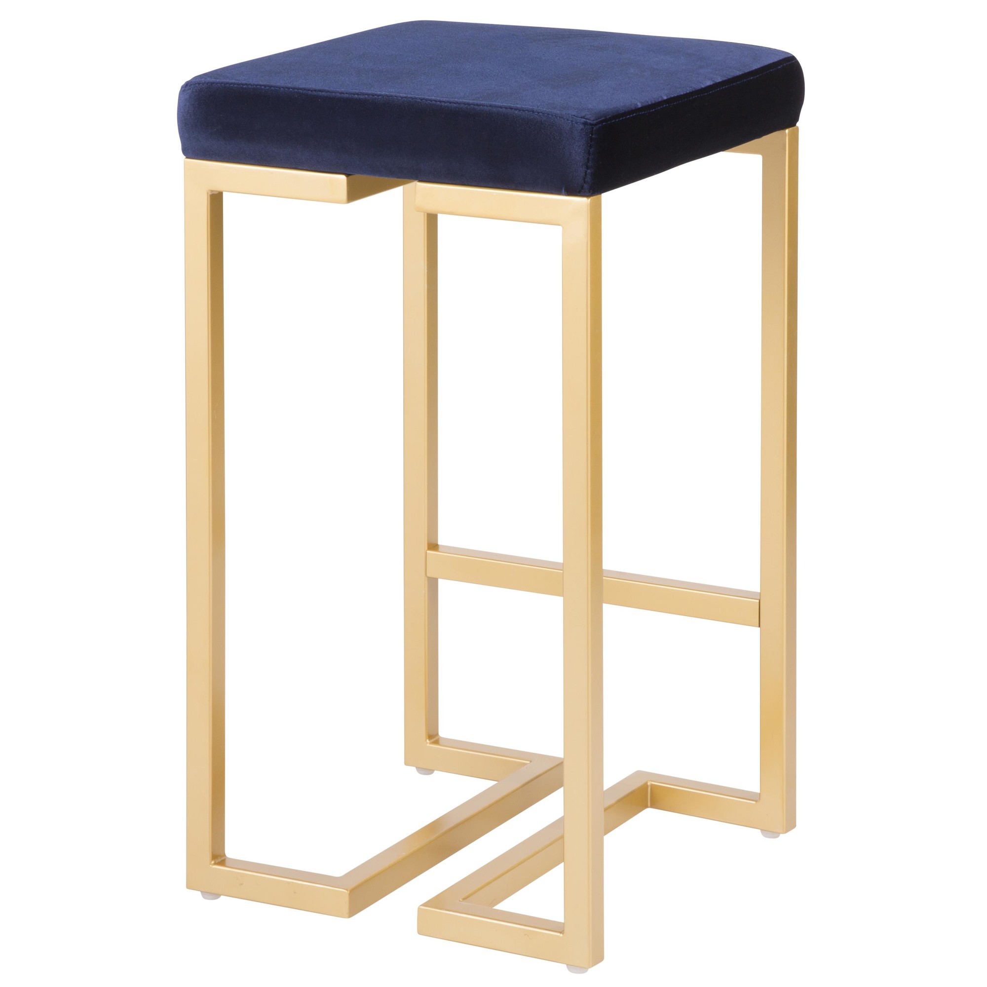 Midas 26-Inch Gold Contemporary Blue Velvet Counter Stools (Set of 2) 6 Midas 26-Inch Gold Contemporary Blue Velvet Counter Stools (Set of 2) - Image 6
