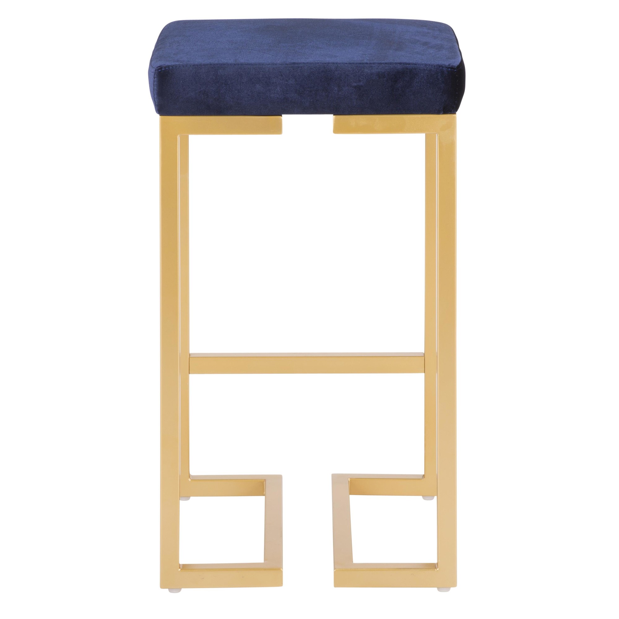 Midas 26-Inch Gold Contemporary Blue Velvet Counter Stools (Set of 2) 7 Midas 26-Inch Gold Contemporary Blue Velvet Counter Stools (Set of 2) - Image 7