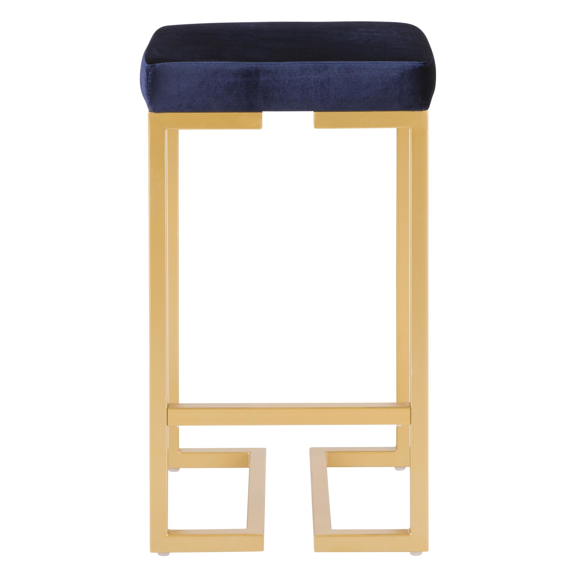 Midas 26-Inch Gold Contemporary Blue Velvet Counter Stools (Set of 2) 8 Midas 26-Inch Gold Contemporary Blue Velvet Counter Stools (Set of 2) - Image 8