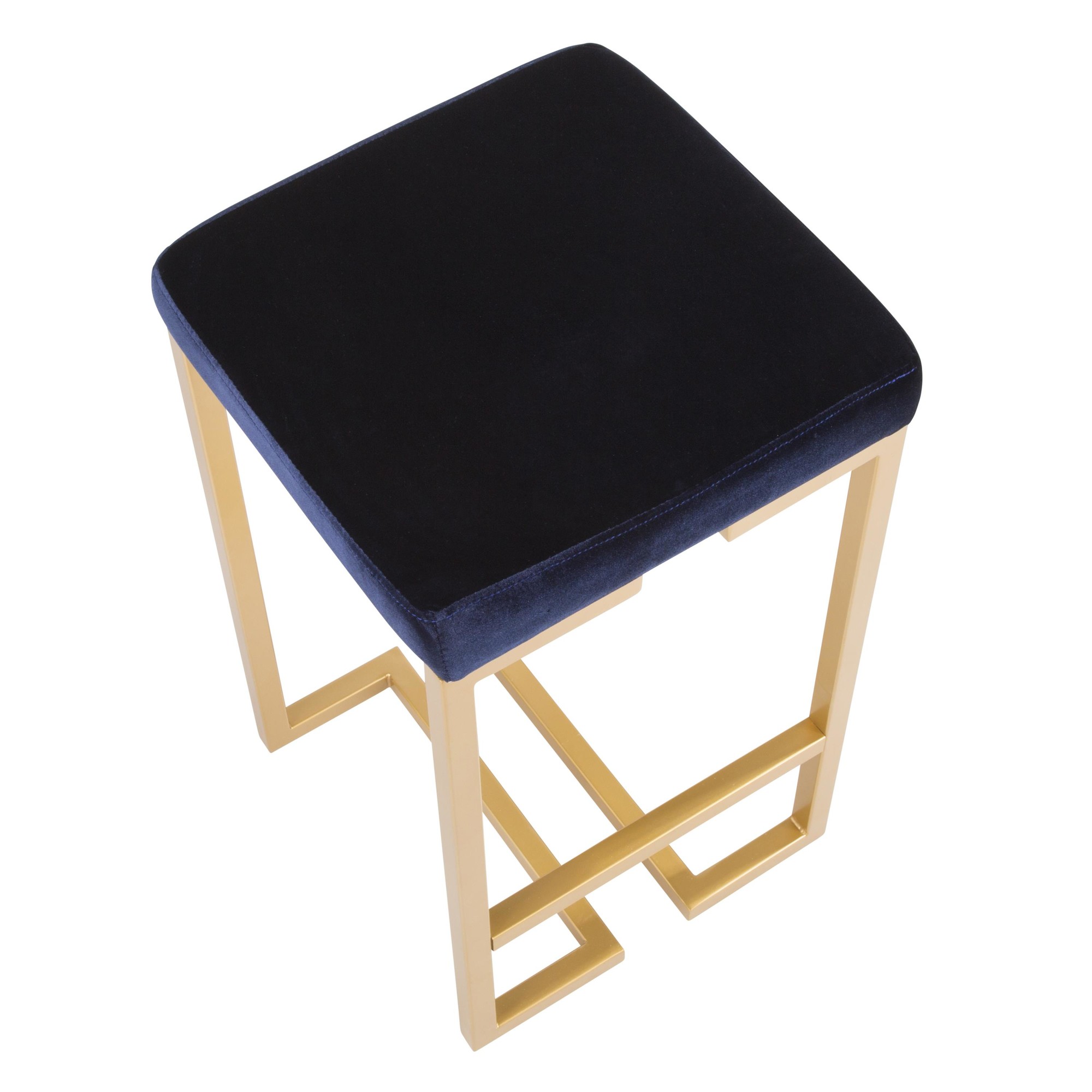 Midas 26-Inch Gold Contemporary Blue Velvet Counter Stools (Set of 2) 9 Midas 26-Inch Gold Contemporary Blue Velvet Counter Stools (Set of 2) - Image 9