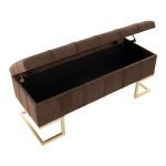 Midas Contemporary Brown Velvet Storage Bench Gold Steel Frame LumiSource 26 Midas Contemporary Brown Velvet Storage Bench Gold Steel Frame LumiSource