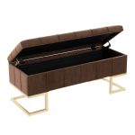 Midas Contemporary Brown Velvet Storage Bench Gold Steel Frame LumiSource 27 Midas Contemporary Brown Velvet Storage Bench Gold Steel Frame LumiSource