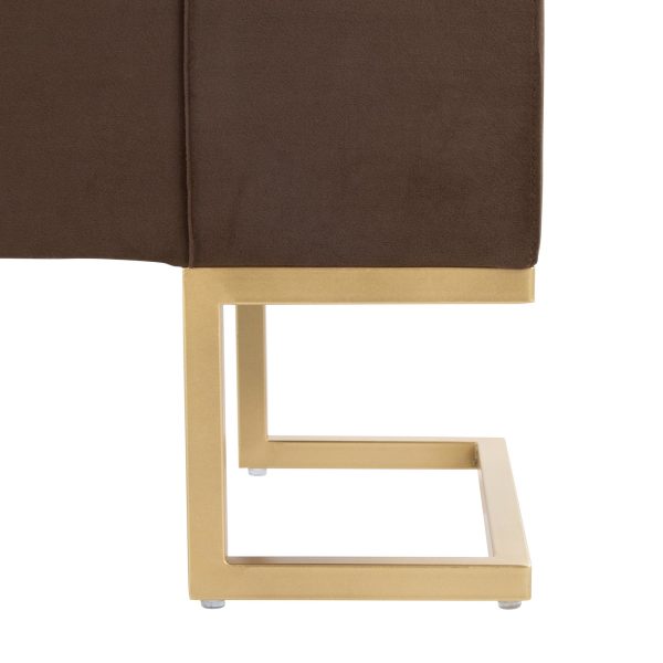 Midas Contemporary Brown Velvet Storage Bench Gold Steel Frame LumiSource 12