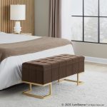 Midas Contemporary Brown Velvet Storage Bench Gold Steel Frame LumiSource 16 Midas Contemporary Brown Velvet Storage Bench Gold Steel Frame LumiSource