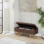 Midas Contemporary Brown Velvet Storage Bench Gold Steel Frame LumiSource 18 Midas Contemporary Brown Velvet Storage Bench Gold Steel Frame LumiSource