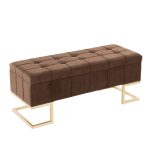 Midas Contemporary Brown Velvet Storage Bench Gold Steel Frame LumiSource 20 Midas Contemporary Brown Velvet Storage Bench Gold Steel Frame LumiSource