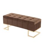 Midas Contemporary Brown Velvet Storage Bench Gold Steel Frame LumiSource 22 Midas Contemporary Brown Velvet Storage Bench Gold Steel Frame LumiSource