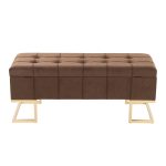 Midas Contemporary Brown Velvet Storage Bench Gold Steel Frame LumiSource 23 Midas Contemporary Brown Velvet Storage Bench Gold Steel Frame LumiSource