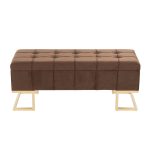 Midas Contemporary Brown Velvet Storage Bench Gold Steel Frame LumiSource 24 Midas Contemporary Brown Velvet Storage Bench Gold Steel Frame LumiSource