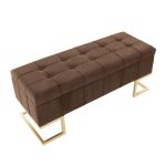 Midas Contemporary Brown Velvet Storage Bench Gold Steel Frame LumiSource 25 Midas Contemporary Brown Velvet Storage Bench Gold Steel Frame LumiSource