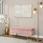 Midas Glam Pink Velvet Gold Steel Storage Bench 15 Midas Glam Pink Velvet Gold Steel Storage Bench