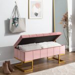 Midas Glam Pink Velvet Gold Steel Storage Bench 17 Midas Glam Pink Velvet Gold Steel Storage Bench