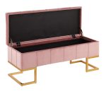 Midas Glam Pink Velvet Gold Steel Storage Bench 19 Midas Glam Pink Velvet Gold Steel Storage Bench