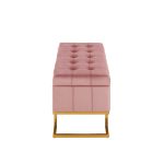 Midas Glam Pink Velvet Gold Steel Storage Bench 20 Midas Glam Pink Velvet Gold Steel Storage Bench