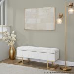 Midas Gold White Velvet Contemporary Storage Bench 14 Midas Gold White Velvet Contemporary Storage Bench