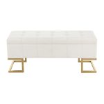 Midas Gold White Velvet Contemporary Storage Bench 22 Midas Gold White Velvet Contemporary Storage Bench
