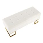 Midas Gold White Velvet Contemporary Storage Bench 23 Midas Gold White Velvet Contemporary Storage Bench