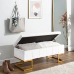 Midas Gold White Velvet Contemporary Storage Bench 16 Midas Gold White Velvet Contemporary Storage Bench