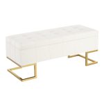 Midas Gold White Velvet Contemporary Storage Bench 17 Midas Gold White Velvet Contemporary Storage Bench