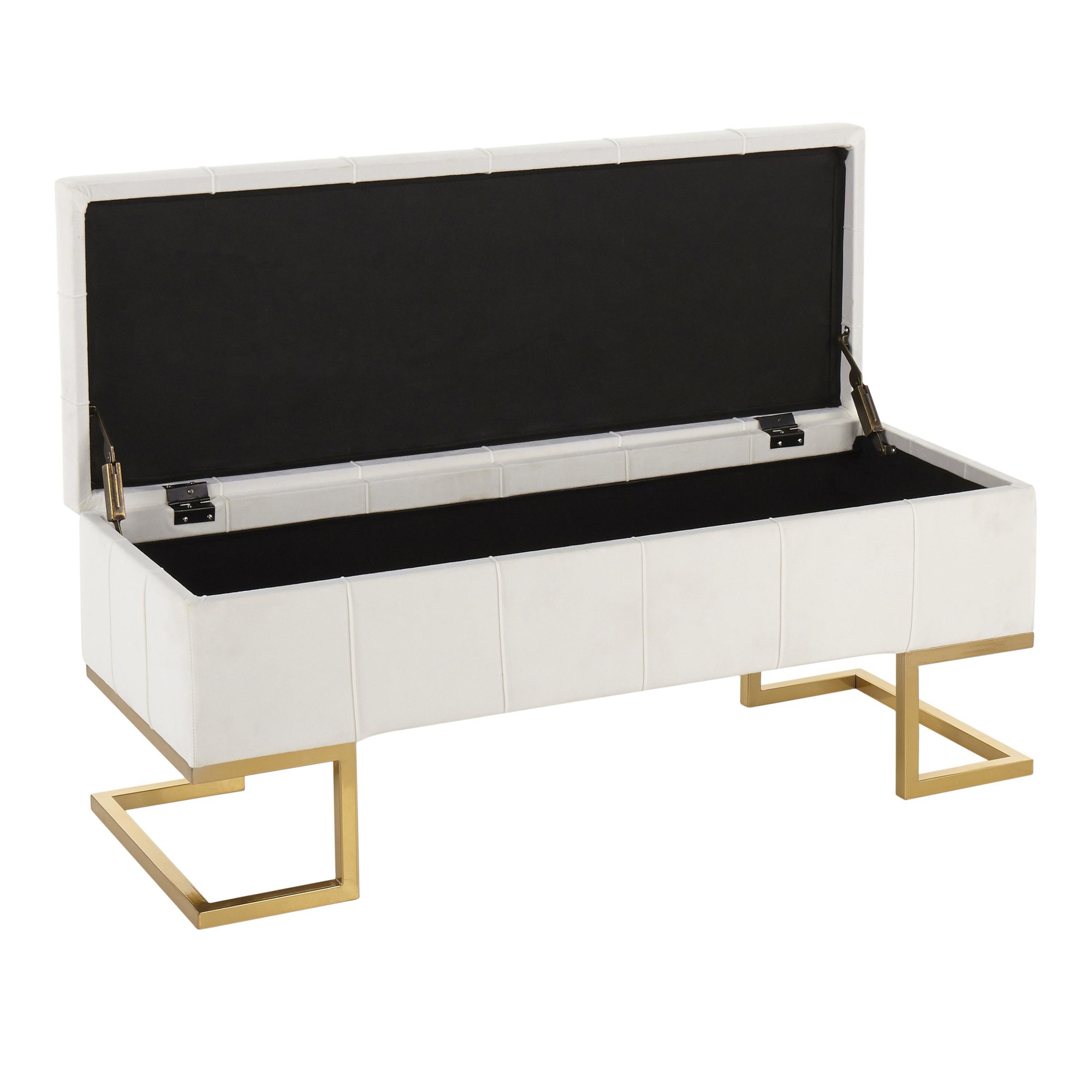 Midas Gold White Velvet Contemporary Storage Bench 6 Midas Gold White Velvet Contemporary Storage Bench - Image 6