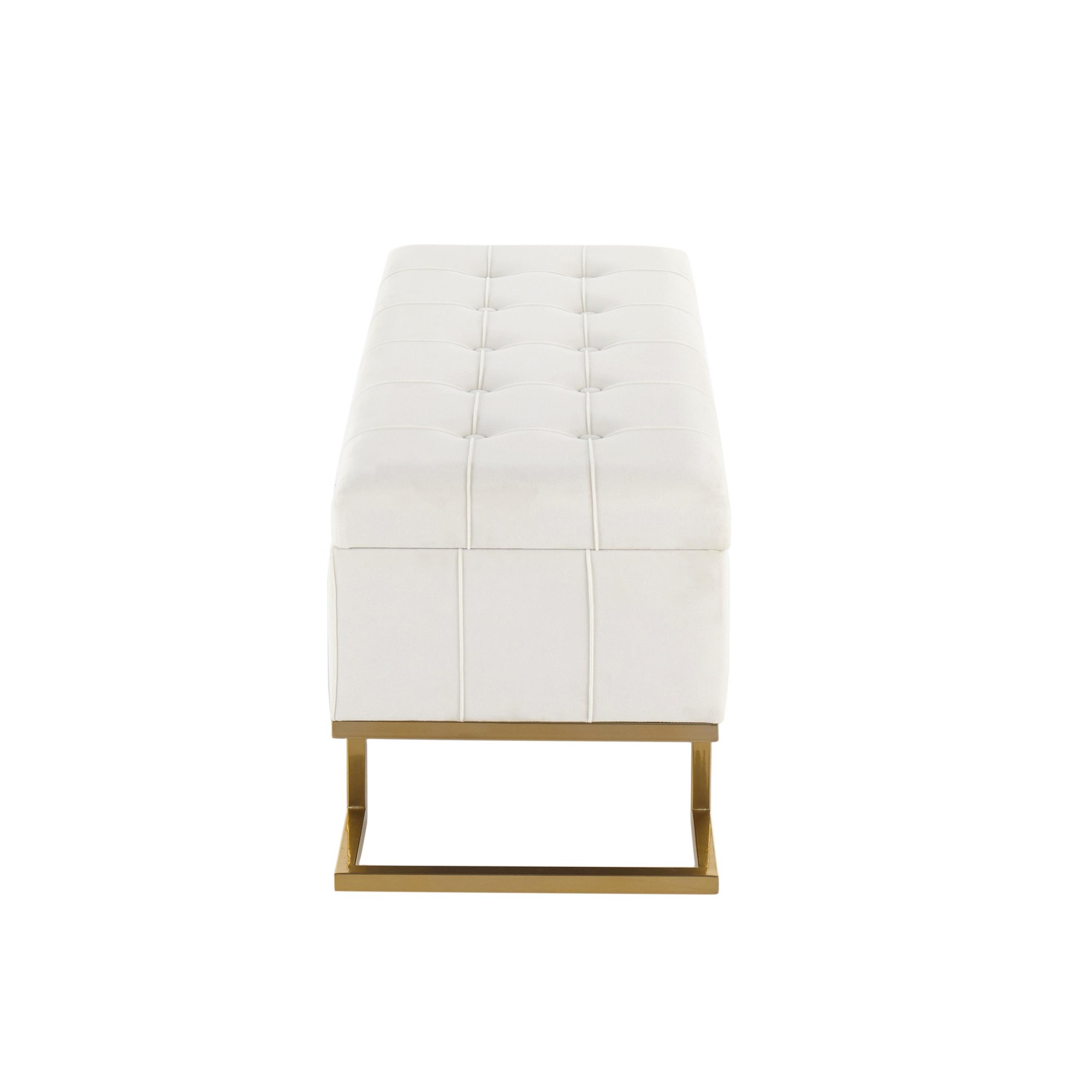 Midas Gold White Velvet Contemporary Storage Bench 7 Midas Gold White Velvet Contemporary Storage Bench - Image 7