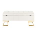 Midas Gold White Velvet Contemporary Storage Bench 21 Midas Gold White Velvet Contemporary Storage Bench
