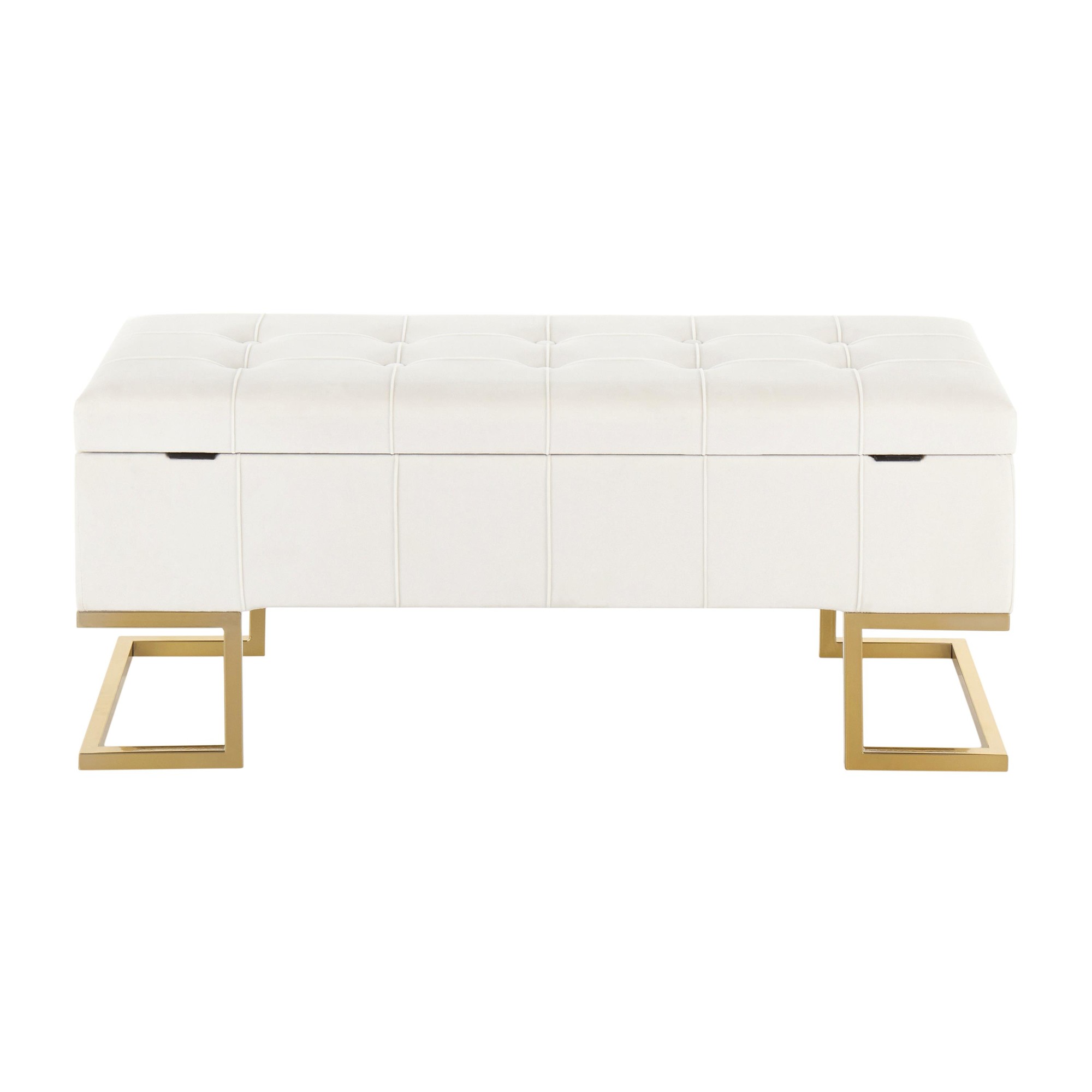 Midas Gold White Velvet Contemporary Storage Bench 9 Midas Gold White Velvet Contemporary Storage Bench - Image 9