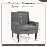 Mid Century Modern Gray Linen Upholstered Armchair with Cushion 11 Mid Century Modern Gray Linen Upholstered Armchair with Cushion