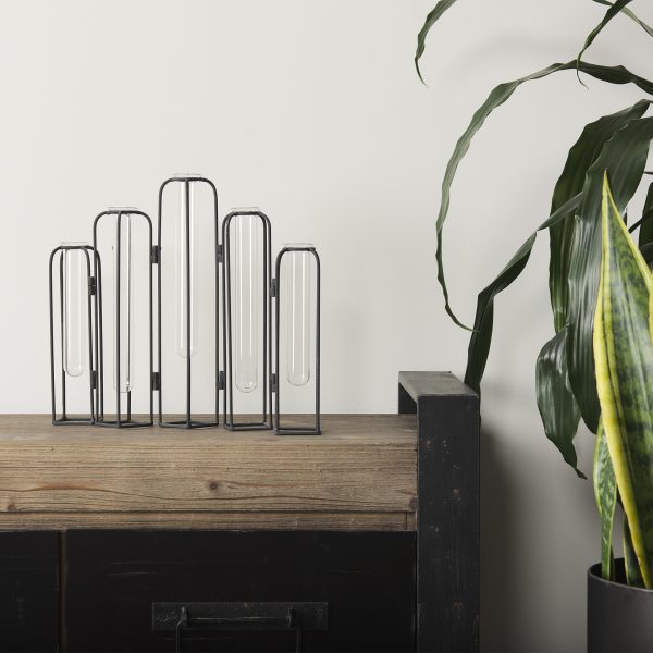 Mila 13.4L x 2.5W x 11.0H Metal and Glass Decorative Accent 2