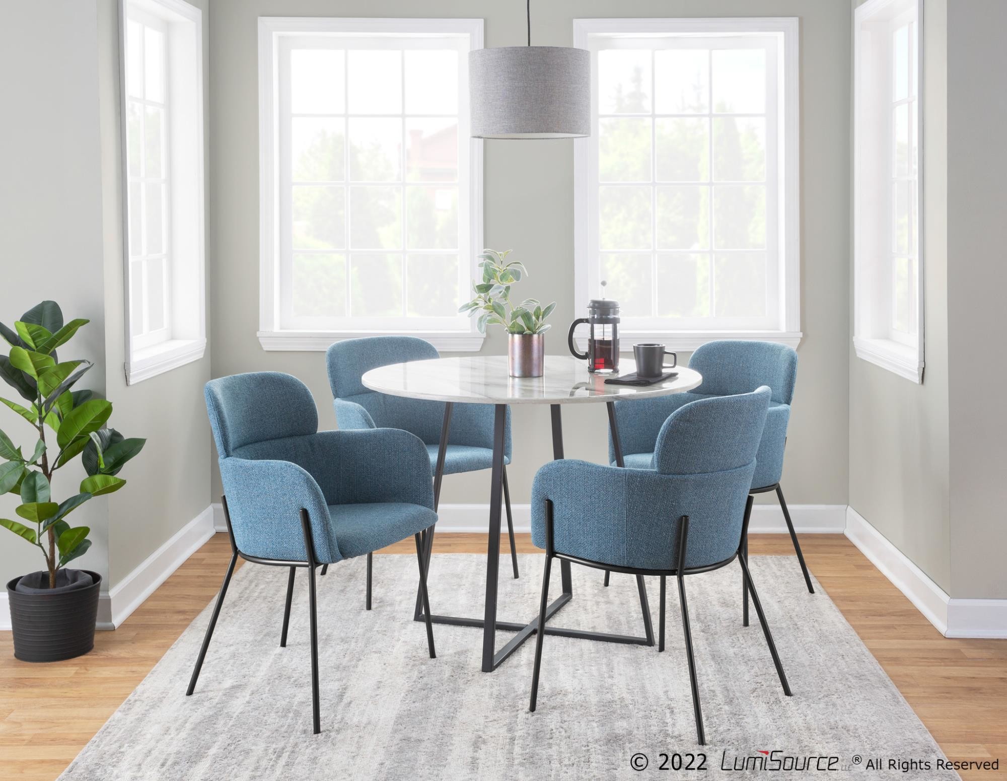 Milan Black Metal Blue Noise Contemporary Chairs (Set of 2) 2 Milan Black Metal Blue Noise Contemporary Chairs (Set of 2) - Image 2