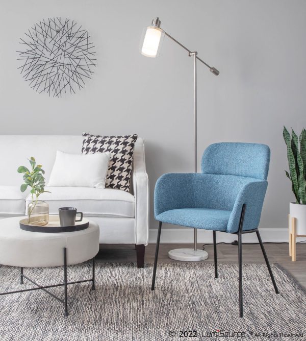 Milan Black Metal Blue Noise Contemporary Chairs Set of 2 3